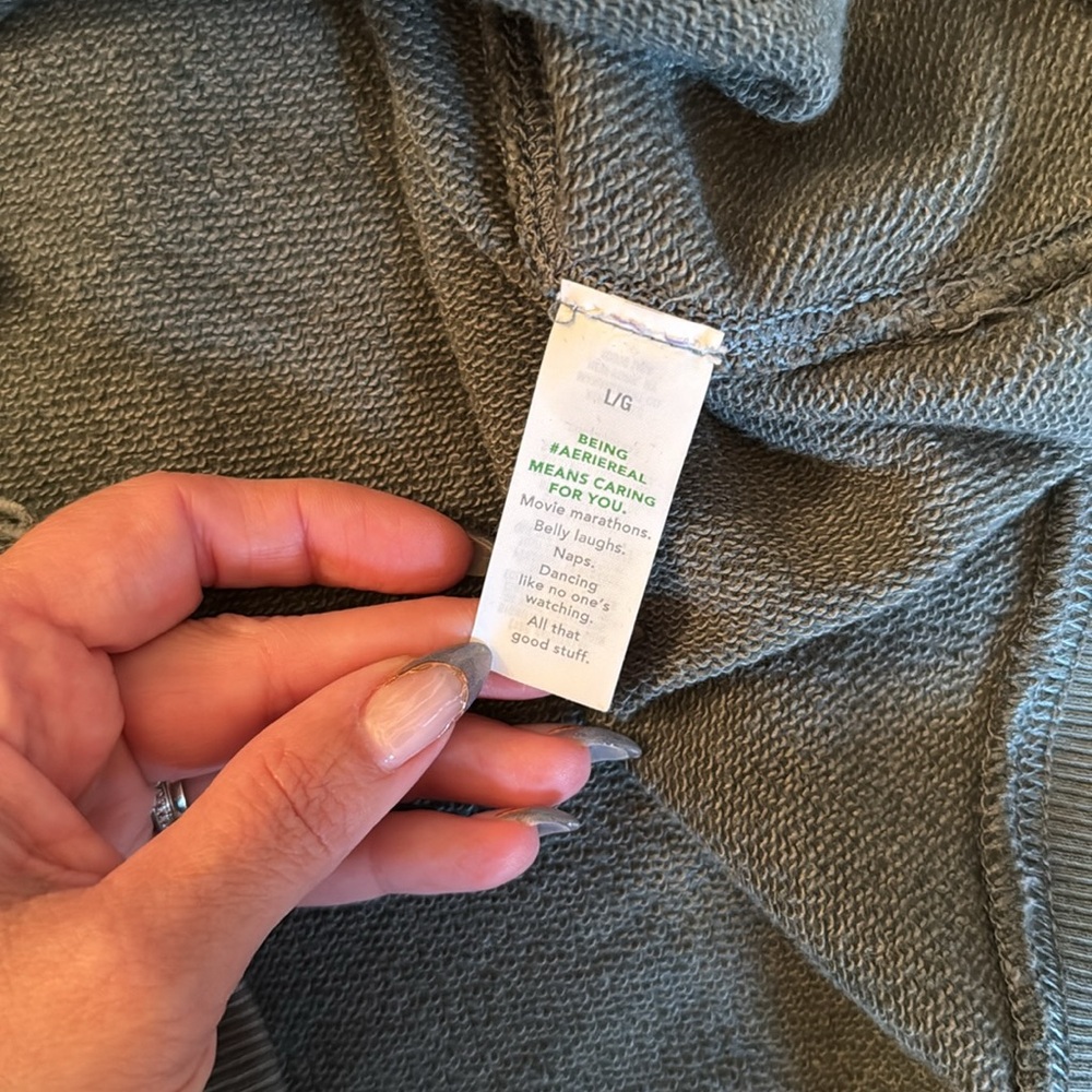 Aerie Dark Sage Green Oversized Sweatshirt - L - Picture 3 of 4